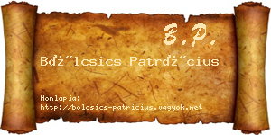Bölcsics Patrícius névjegykártya
